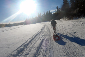 Garry heading west along the Takhini River during the Yukon Arctic Ultra in 2011